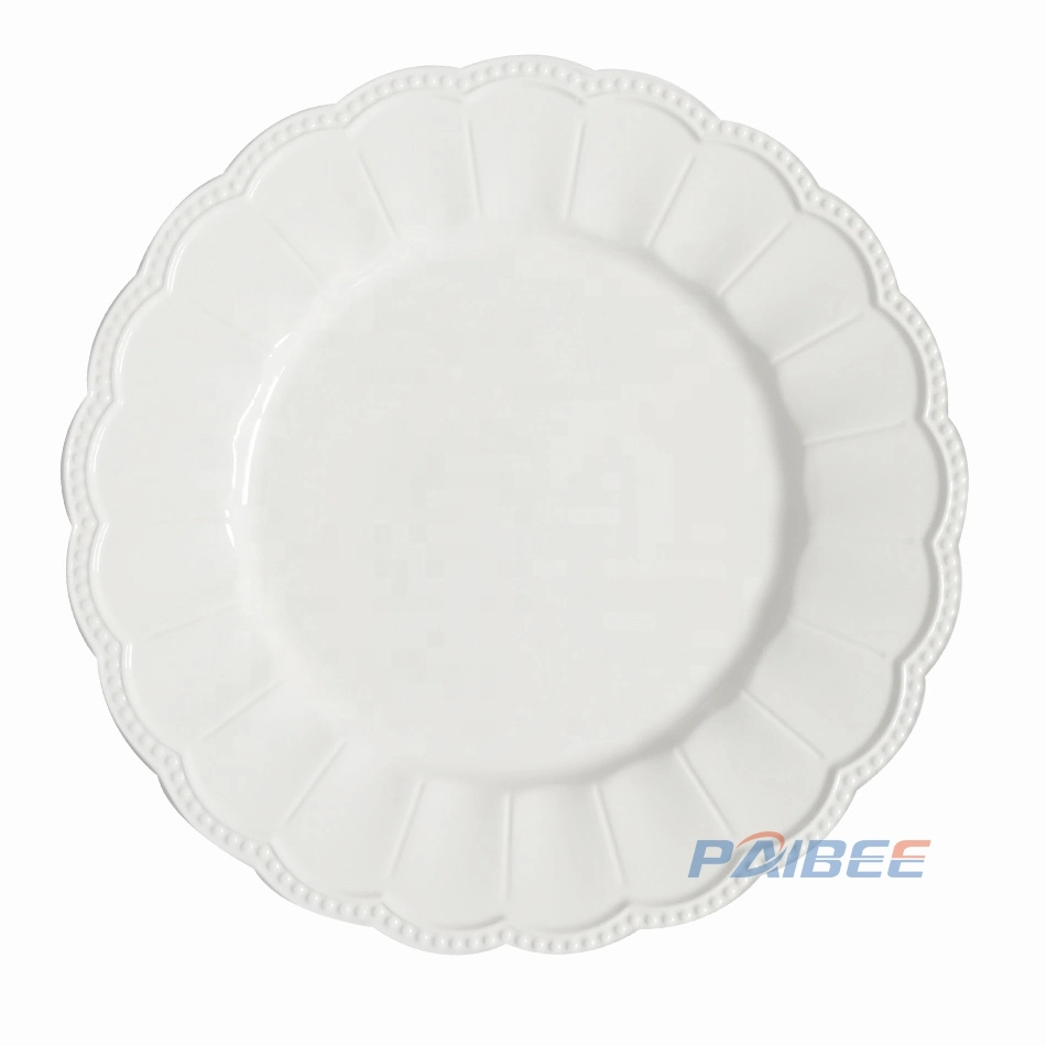 Paibee Embossed Fashion Wedding Ceramic porcelain Dinner Plates Tableware Sets for Wedding