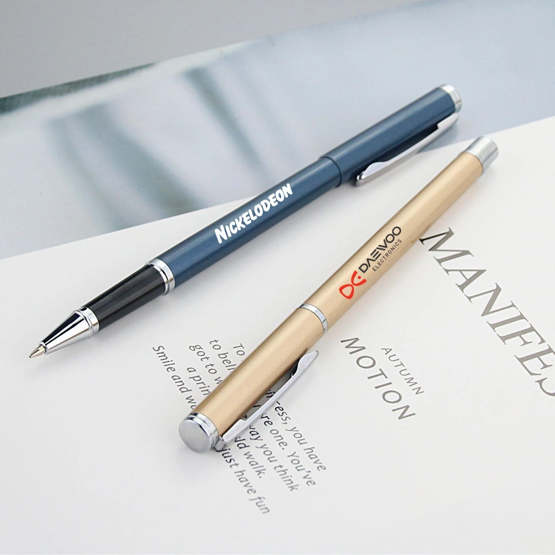 Metal Business Gift Pen Custom Logo Engraving Aluminum Rod Neutral Pen Black Water Pen Office Stationery