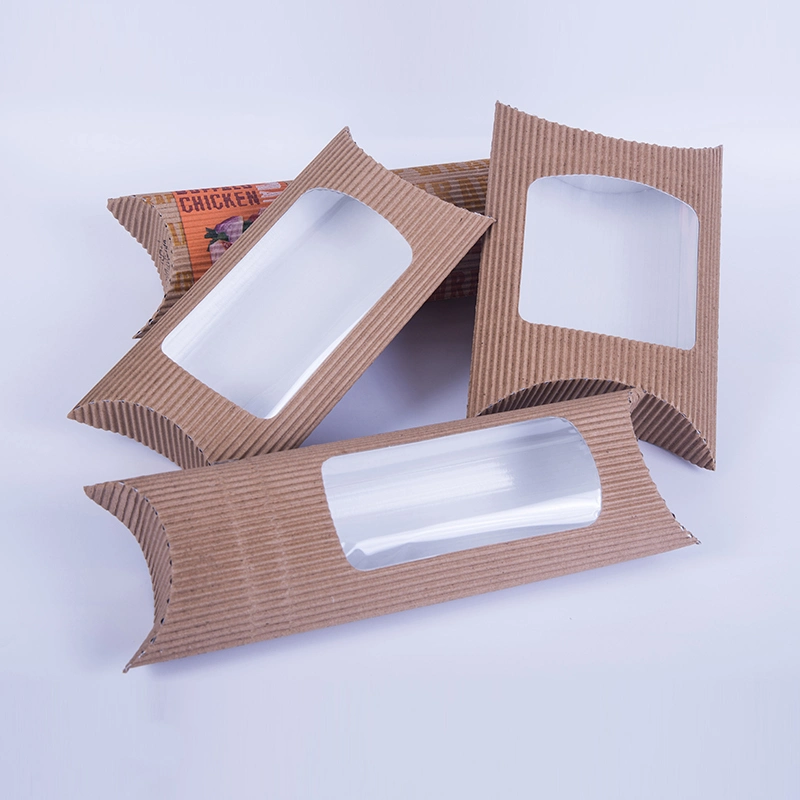 Kraft marrón papel corrugado circular de pan de caja de almohada de la ventana