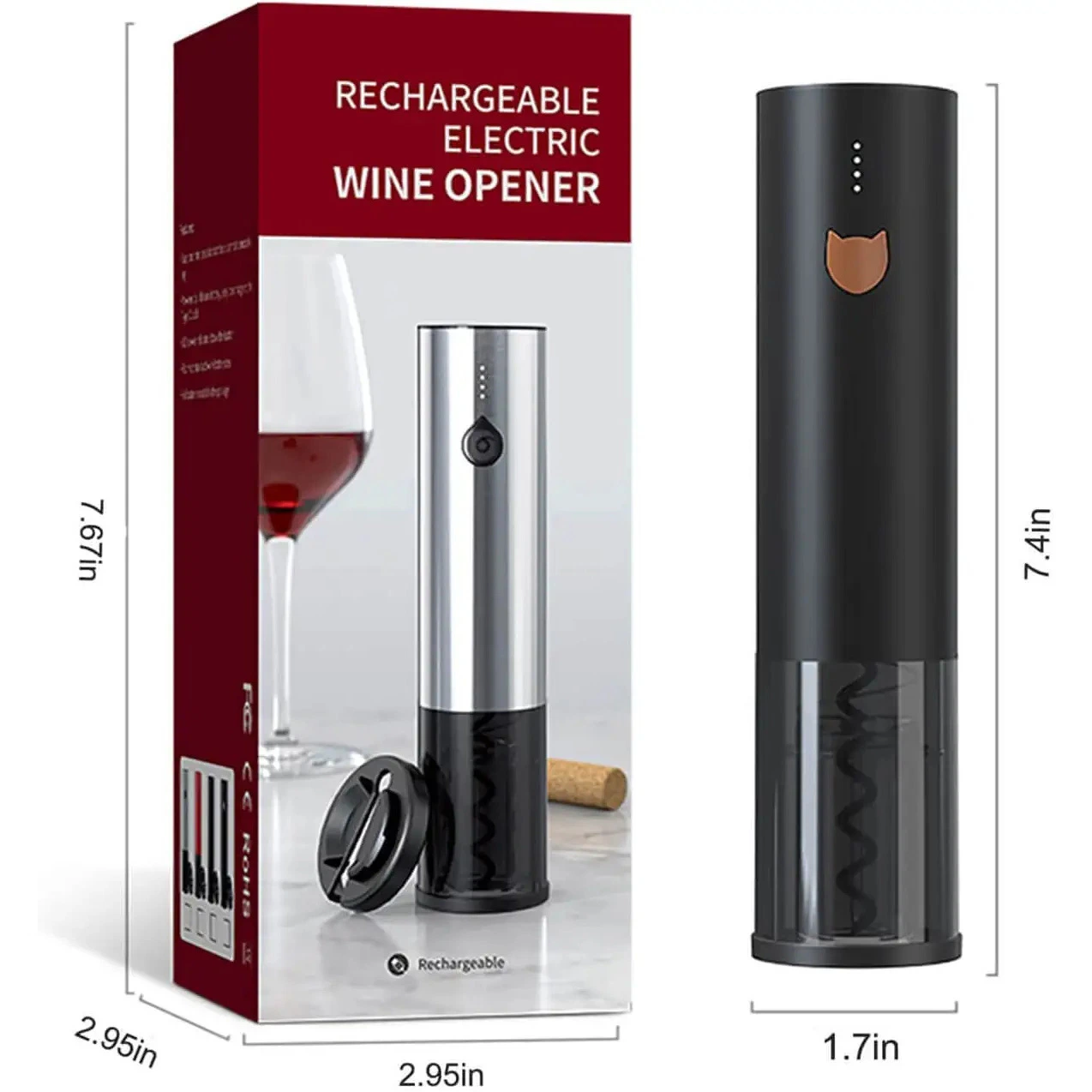 Color Box Lithium Battery Automatic with Foil Cutter Electric Corkscrew Wine Bottle Opener