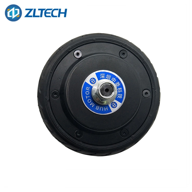 Zltech CE RoHS 5inch 24V 300rpm 150W 60kg Load Non-Marking Rubber Tire 4096PPR Encoder Small Brushless DC Electric Drive Wheel Hub Servo Motor for Mobile Robot