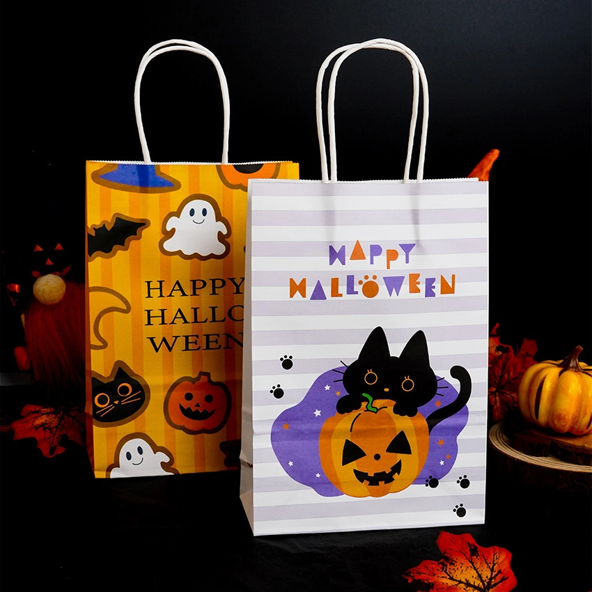 Comfortable New Design Halloween Printed Party Shopping Packaging Gift Kraft Paper Bag