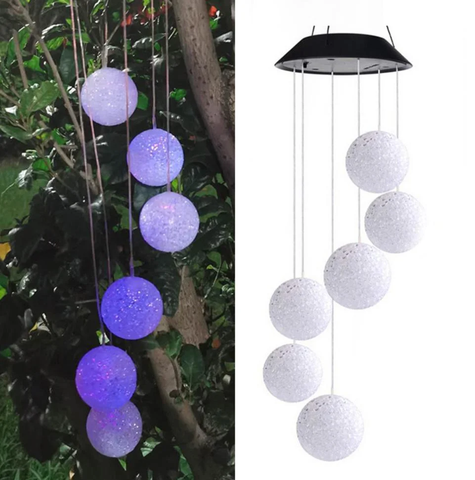 Decoração de jardim Arte criativa luzes coloridas LED Solar Wind Chime Ornamentos suspensos para exterior leves Pings interiores presentes