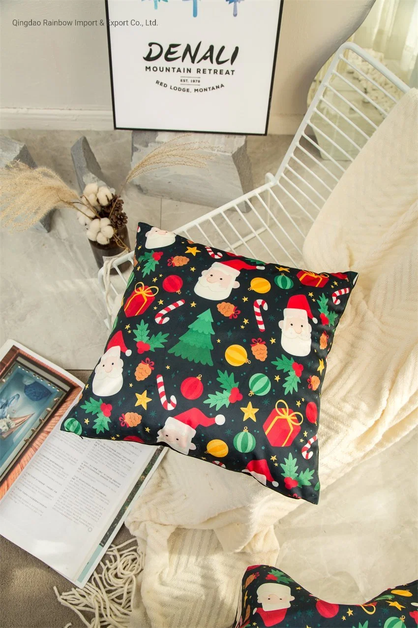 Merry Christmas Decoration for Home Holidays Santa Claus Xmas Tree Candy Cane Pillow Winter 2022 Happy New Year Tablecloth Runnercushion