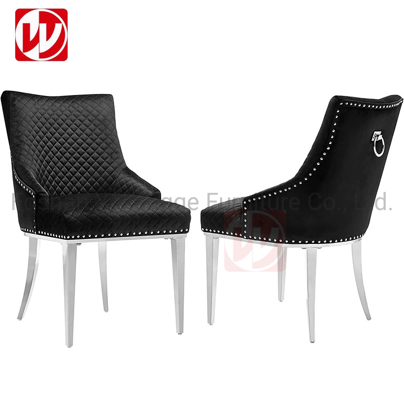 Nordic Wholesale Market Silver Stainless Steel Home Chair Luxury Restaurant Dining Chair with Ring