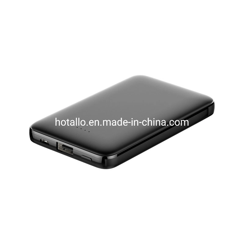 Promotional Portable Card Shape Power Bank C0510 with iPhone Addaptor and Fixed Micro Cable