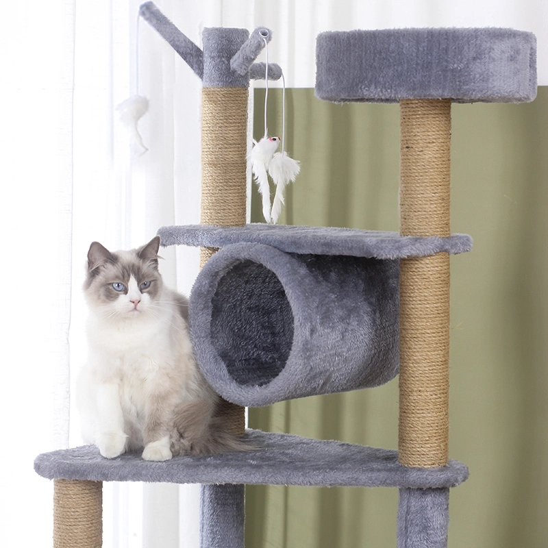 Large Wooden Pet Cats Condo Trees Cratcher Multi-Layer Jumping Cat Climbing Tree