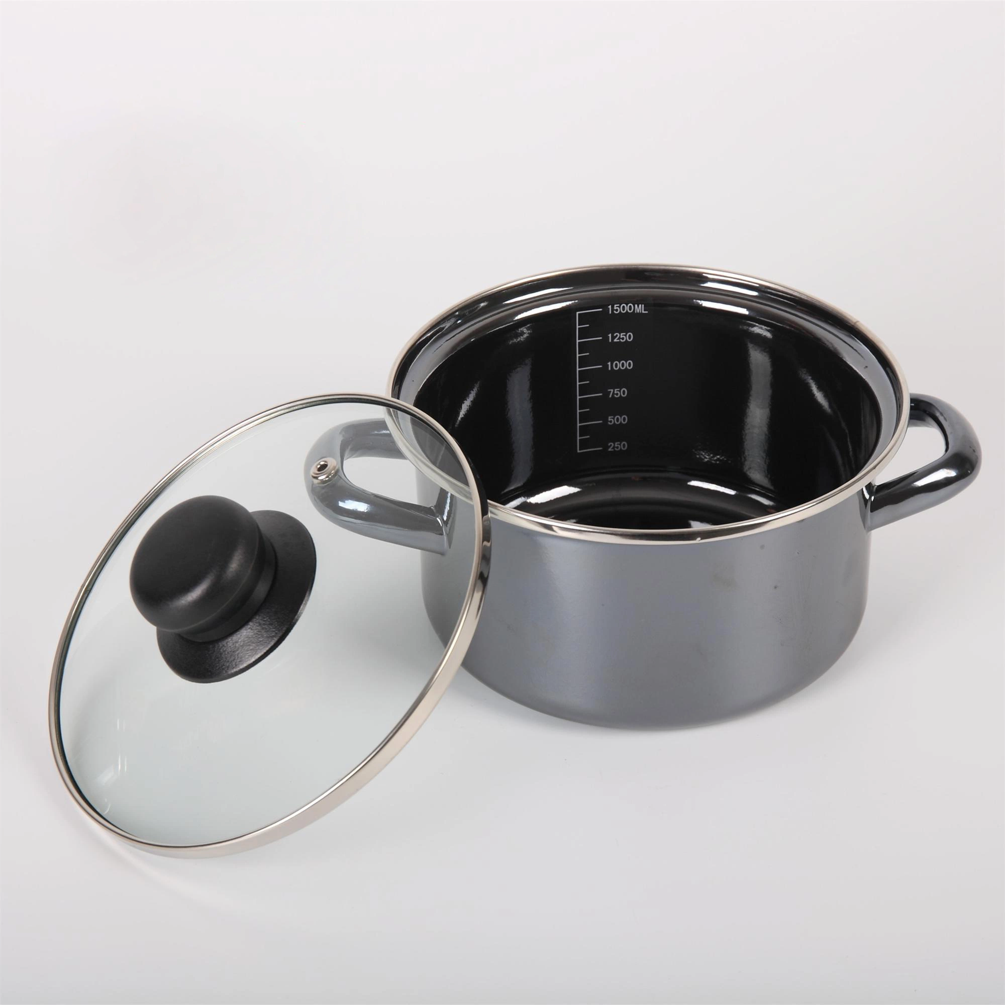 Black Enamelware Enamel Metal Cacerola with Mug Pan Pot