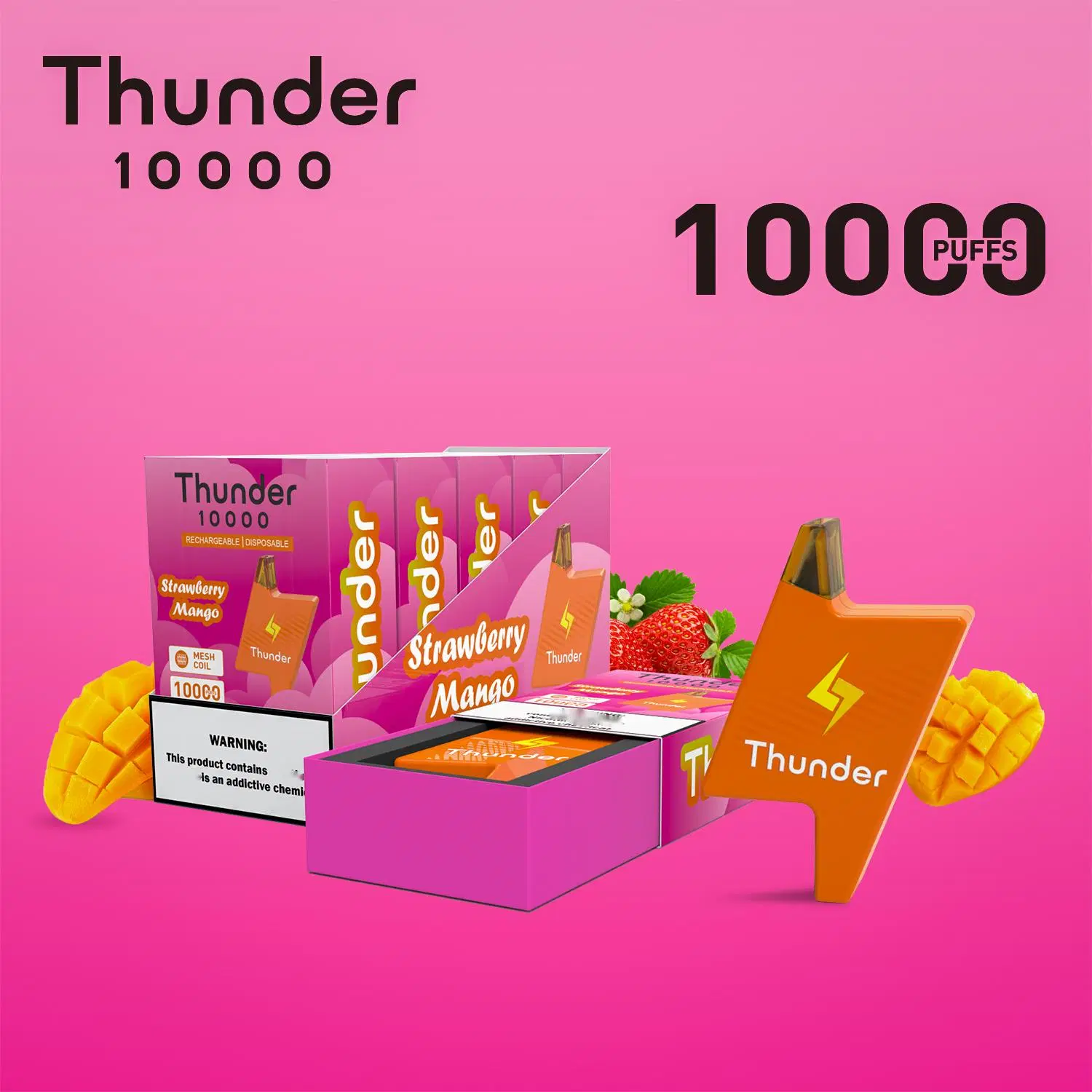 Caixa de novo estilo Vape 100% original Thunder 10000 - tubos descartáveis E cigarros Kit de canetas de fita de bobina de malha Vape vs Randm Tornado Box 10000 puffs 12K Mrvi Bang King