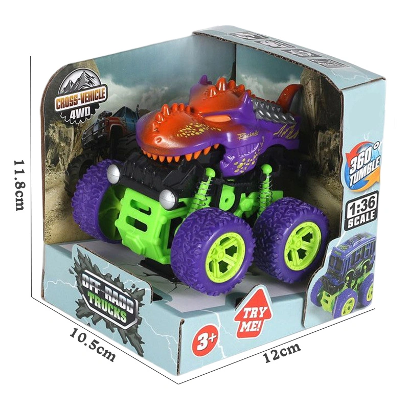 360 Degrees Tumble Swing Inertia Crocodile Toy Truck 1: 36 Children Push and Go Vehicle 4X4 Plastic Friction Power Cars for Kids
