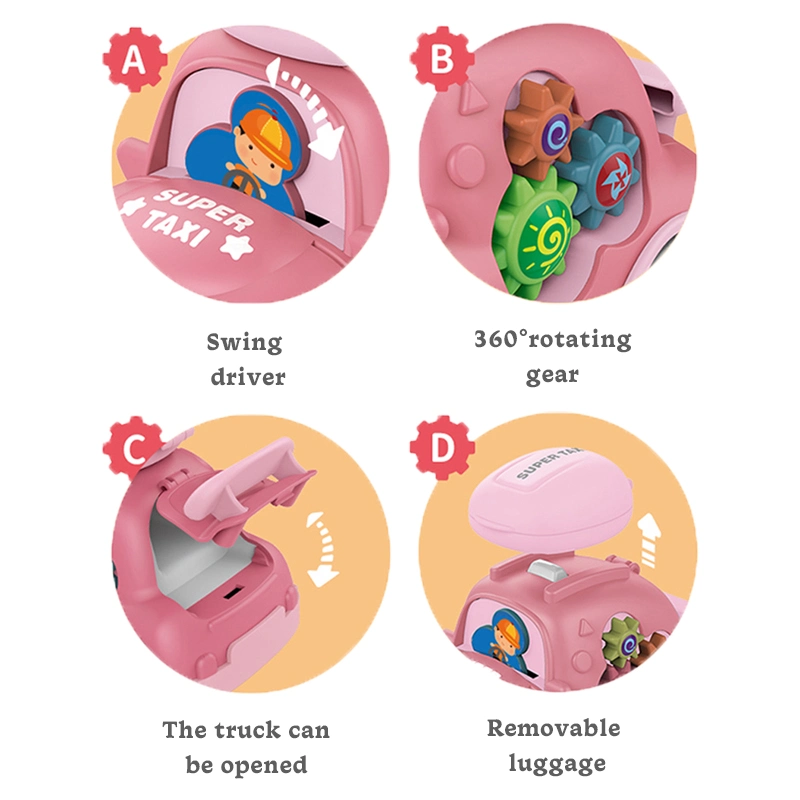 Mini Bébé multi couleur Caricature Taxi d'inertie de l'enfant Non-Battery Push et passer véhicule voitures jouets pour enfants de friction pour les bambins d'âge préscolaire