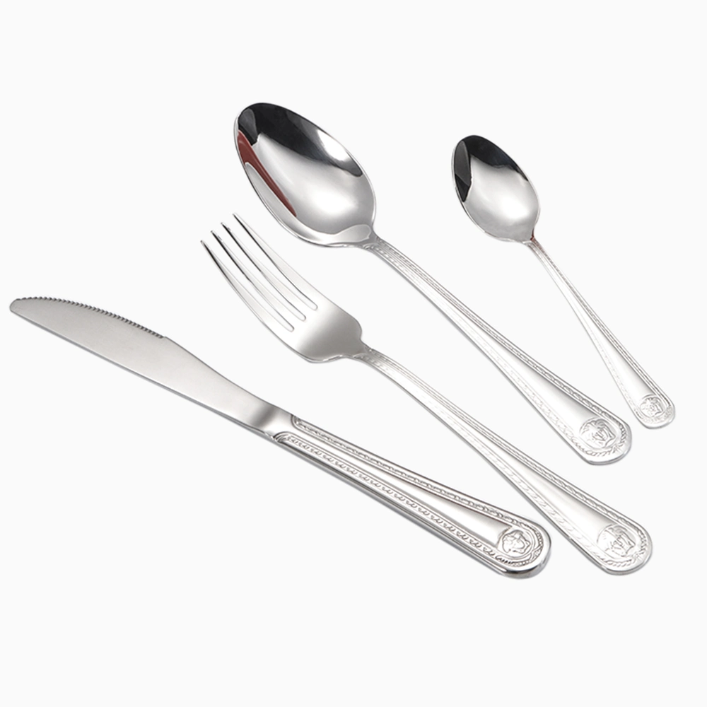 Silver Stainless Steel 4-Piece Dinner Knives Spoons Set Flateware Dinner Set