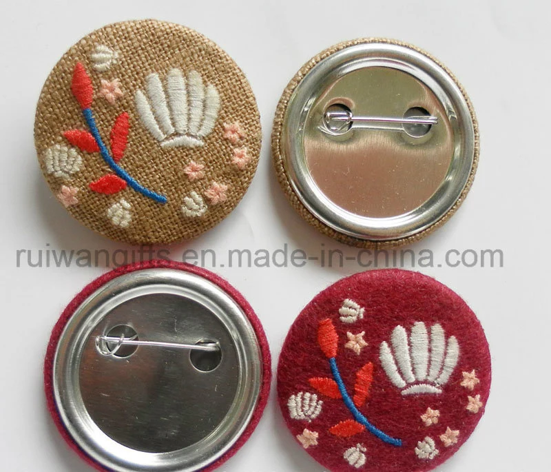 Embroidery Button Pin Badge for Promotion, Embroidery Badge