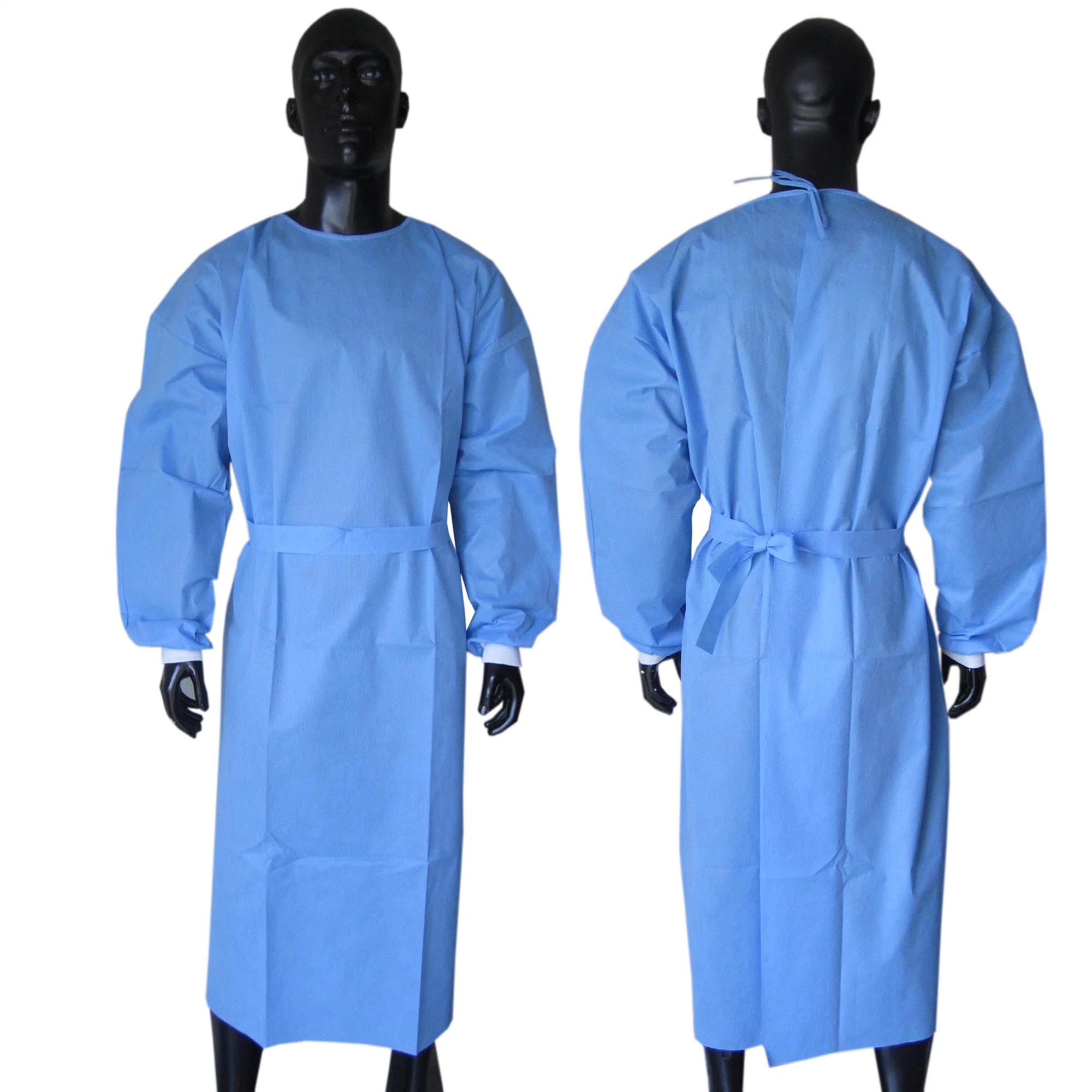 Eo-Sterilized PP Visitor Reinforced Surgical Gown with Elastic or Knitted Cuffs