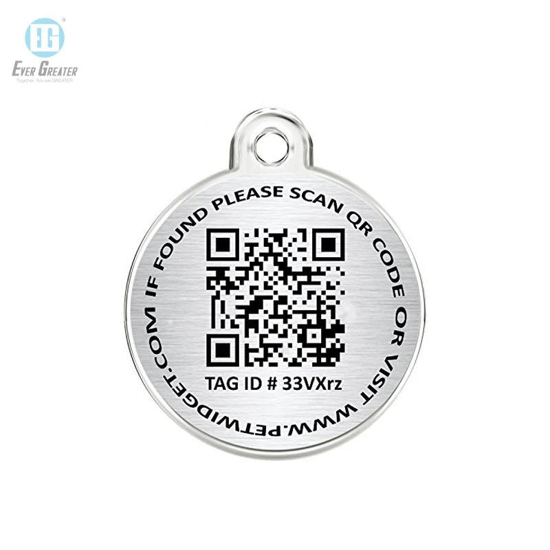 Custom Qr Code Dog Name Tags Silver