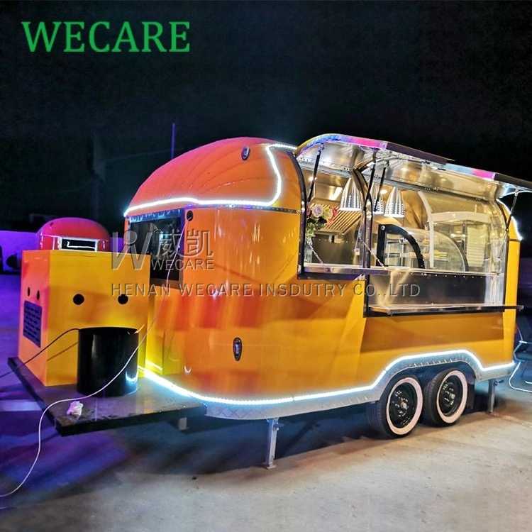 Wecare Custom Mobile Ice Cream Coffee Fast Food Carts Full Equipped Airstream Food Truck Trailer with Full Kitchen for Sale