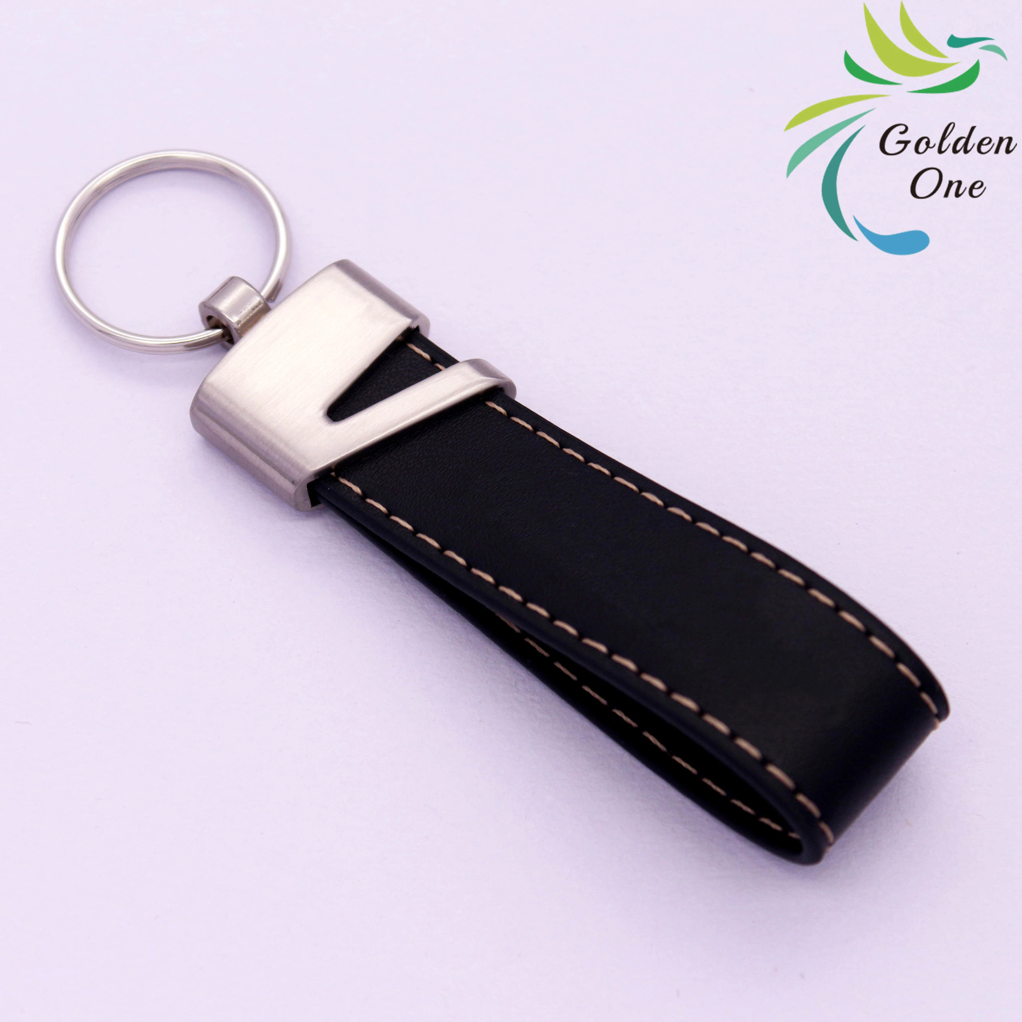 Custom Embossed Logo Genuine Leather Key Chain