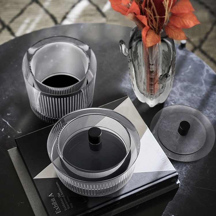 Modern Minimalist Household Round Decorative Boxes Lid Clear Crystal Candy Tea Storage Jar