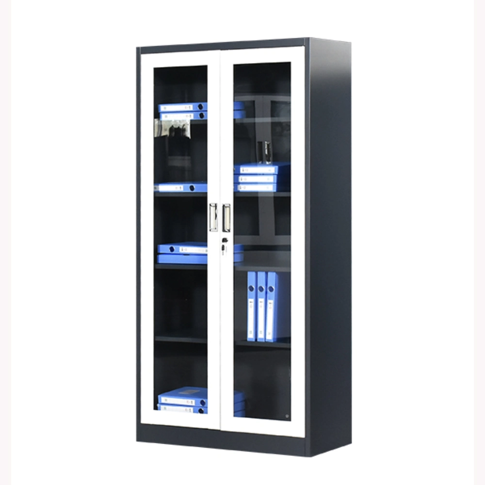 Office Equipment Metal Cupboard Steel Storage with Glass Doors