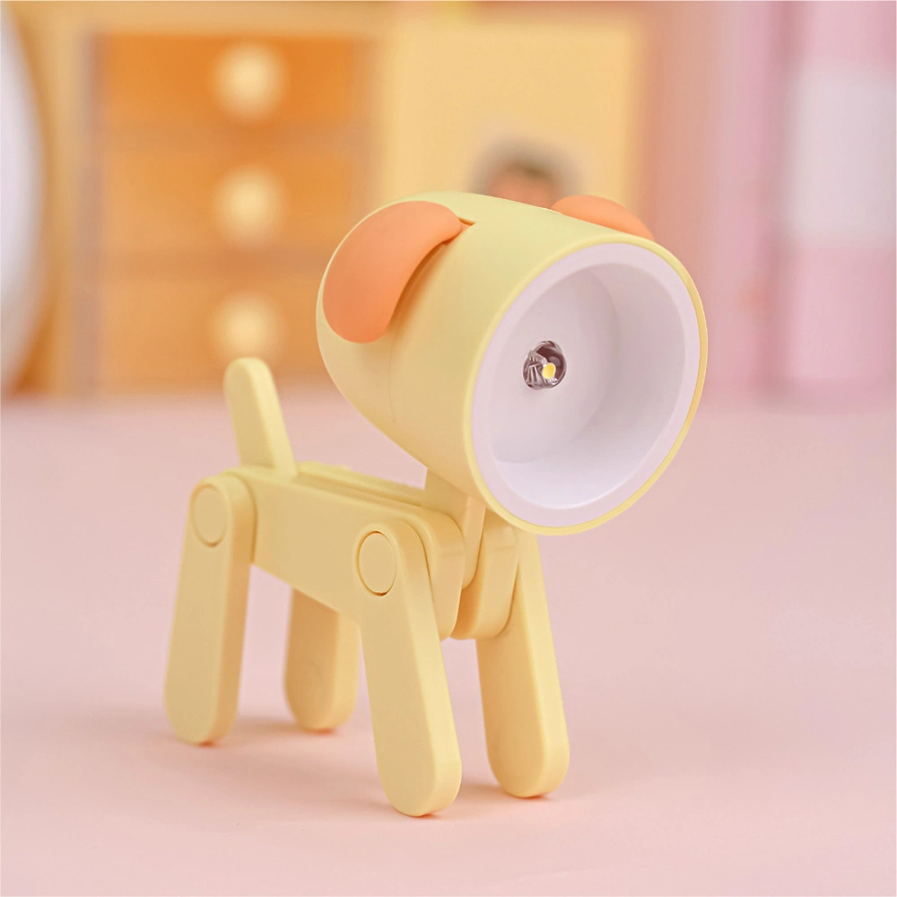 Mini Puppy Table Lamp Cute Head Leg Movable Children Small Gift Night Light Mobile Phone Holder Light