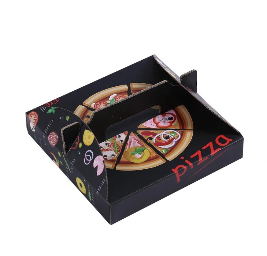 Corrugated Paper Pizza Box with Handle Takeaway Pizza Packing Box Packaging Cakes Pizzas Egg Tarts