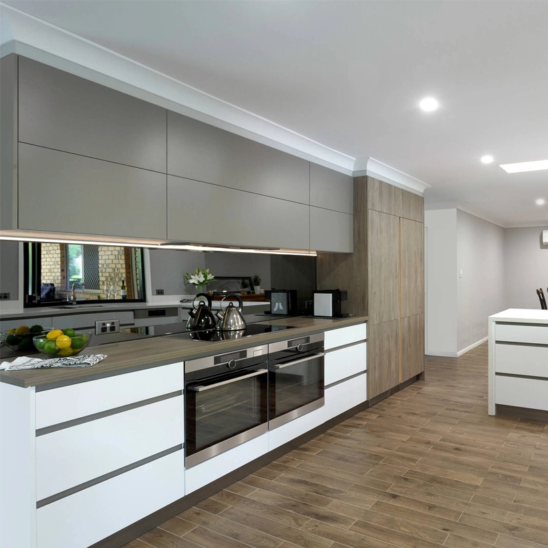 Australian Custom Modern 2PAC Lacquer Mixed Wooden Laminates Kitchen Cabinet Kitchen Products