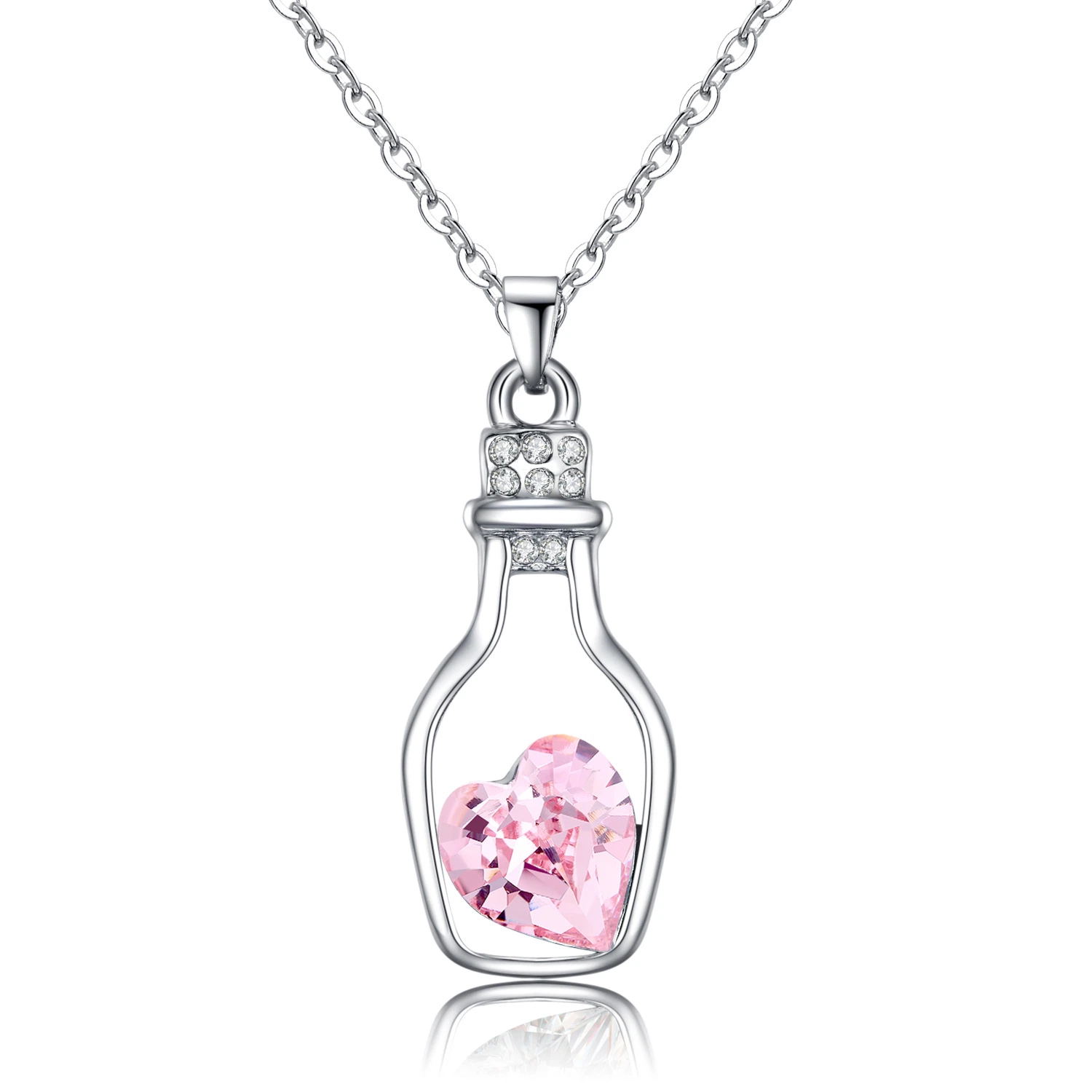 Mode bijoux amant flacon Coloré Collier pendentif cristal pour la Saint-Valentin