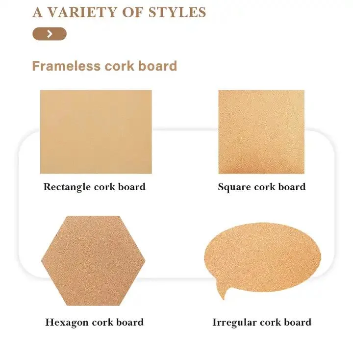 100% Natural Non-Toxic Formaldehyde-Free Cork Board Customizable Shape and Size