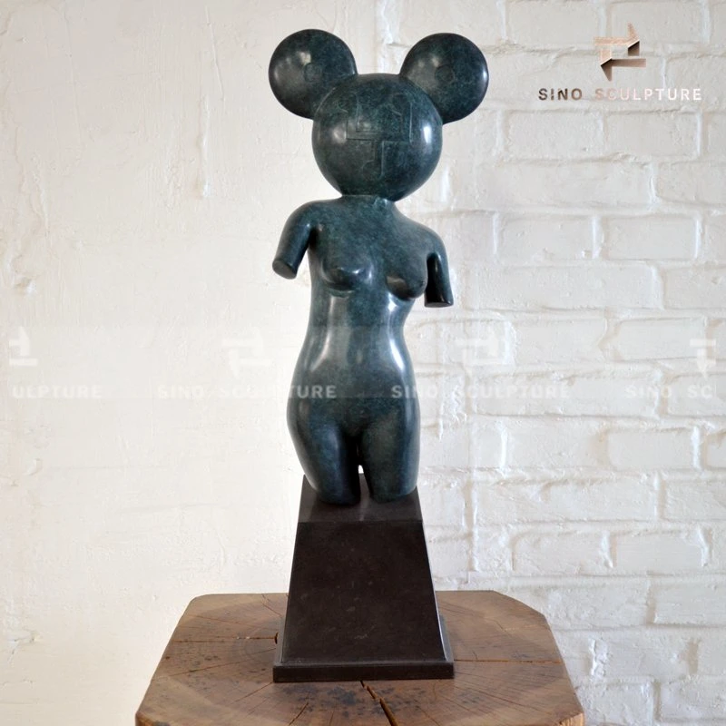 Minnie Mouse Bronze Casting Sculpture Surface Patina as Home Decoration