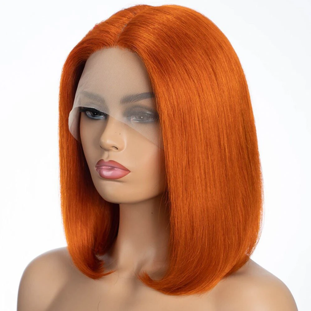 Orange Straight Bob, Real Hair