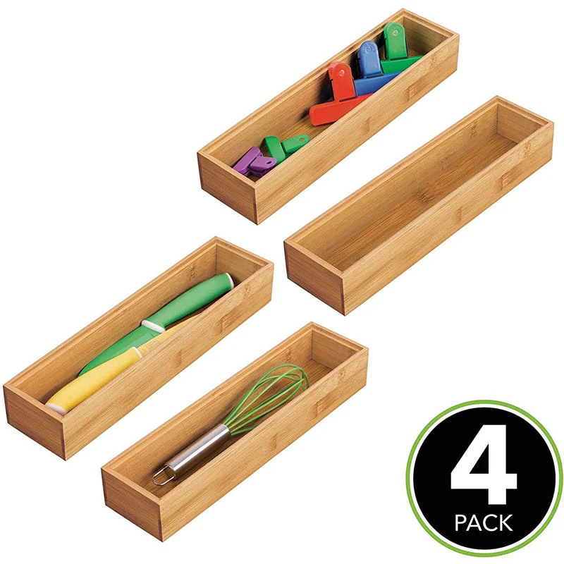 Bamboo/Wooden/Wood Set of 4 Box/Drawer/Tray for Tableware/Pencil/Toy/Tools Storage