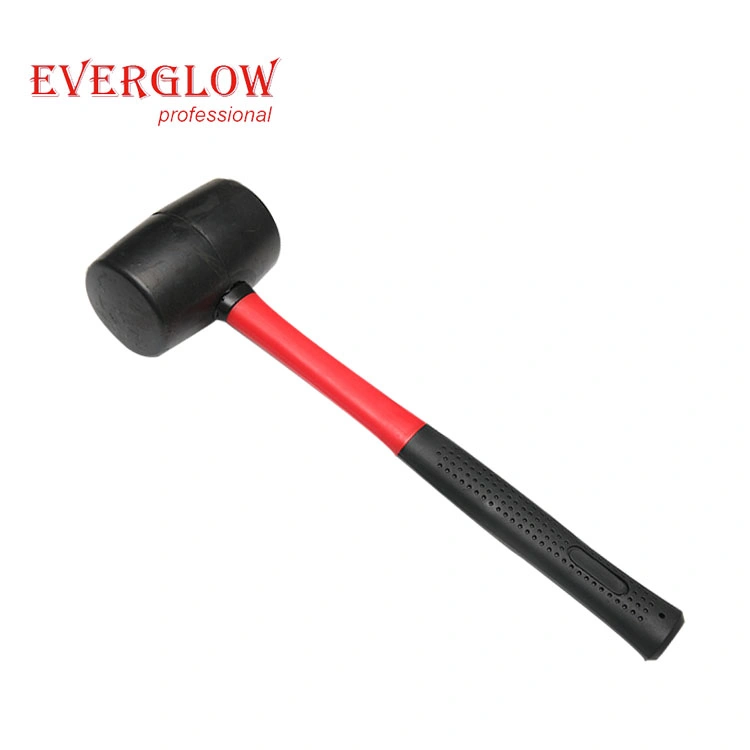 French Type Black Head Rubber Mallet Tile Hammer with Fiberglass Handle