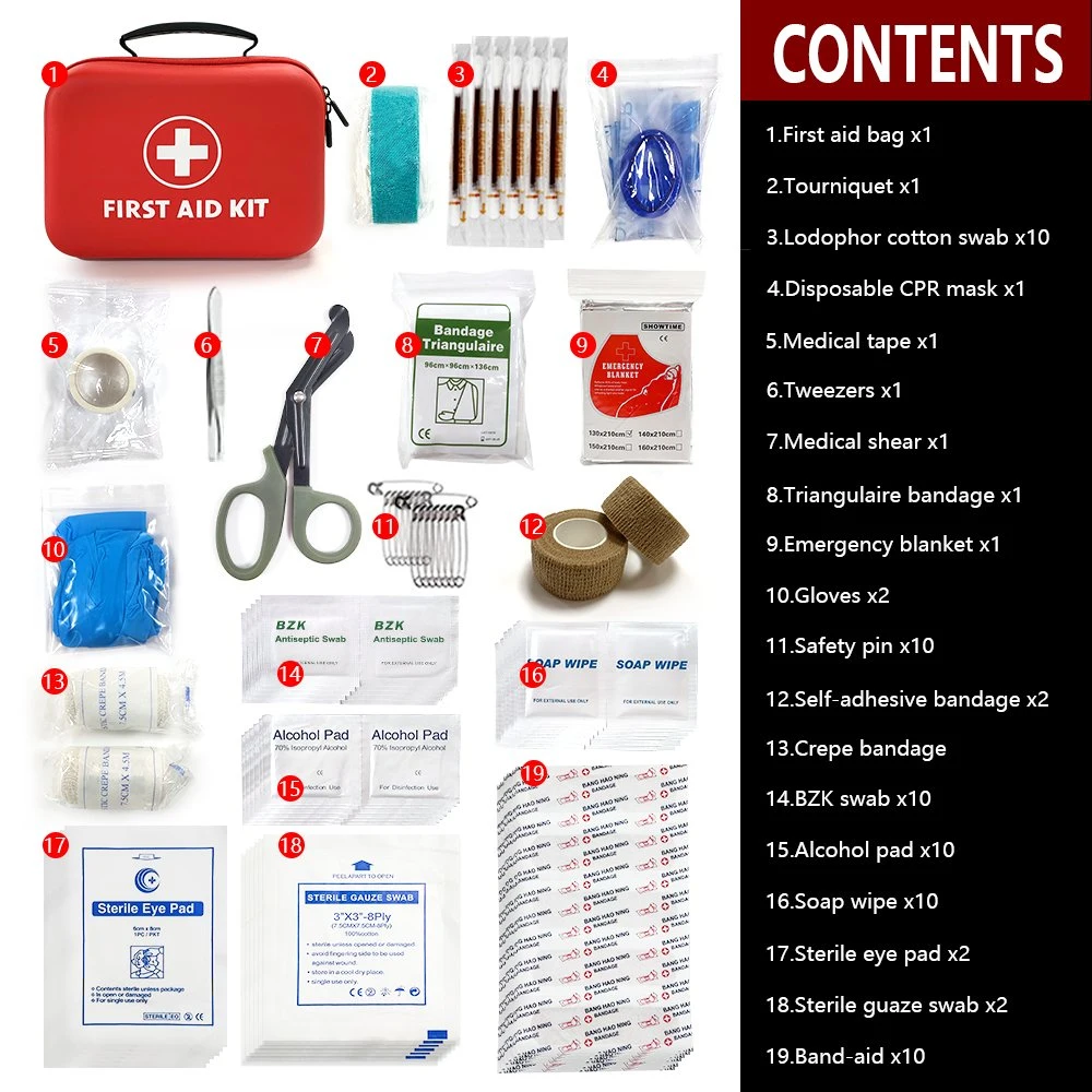 Оптовая торговля портативный при осуществлении 200 частей водонепроницаемый мешок для аптечки первой помощи с логотипом