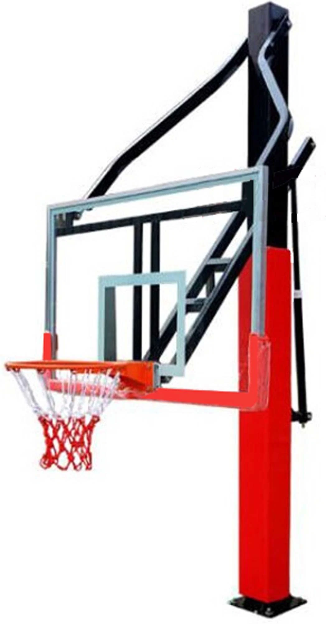 in Ground Basketball Hoop Height Adjust Goal/Stand Standard Tempered Glass Backboard Indoor/Outdoor System