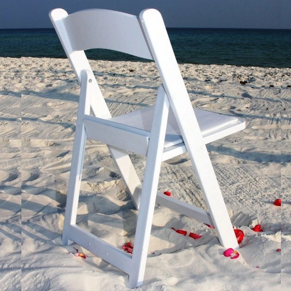 Chaise pliante en plastique blanc, résine extérieure, hôtel de fête de mariage Chaises
