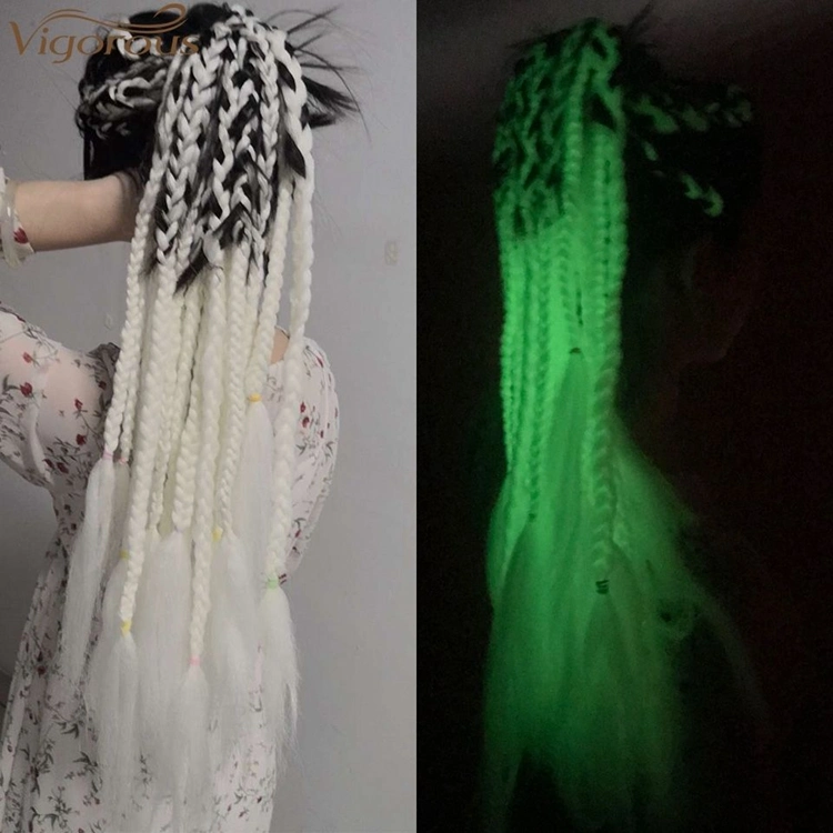 Synthetic Jumbo Braids Shining Hair Neon Glowing Florescent Light Braiding Hair