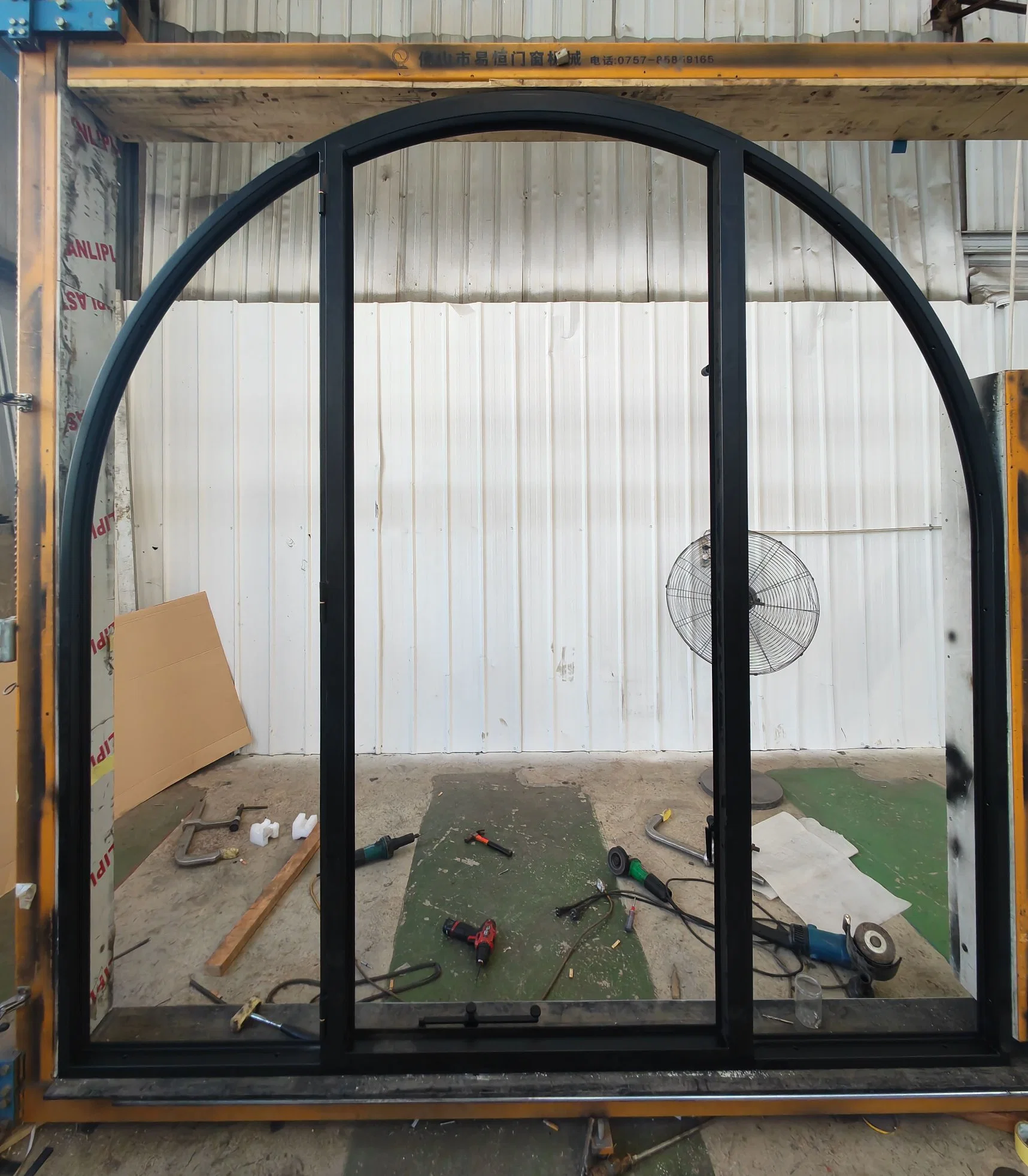 Arch Top French Metal Fixed Panel Wrought Iron Steel Doors Windows