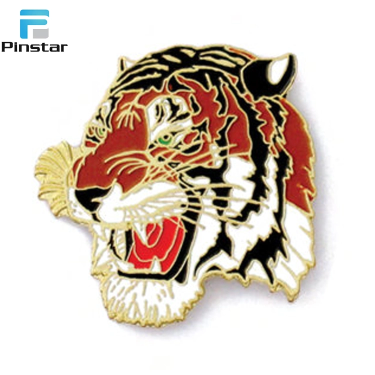 Cheap Promotion Metal Pin Badge Tiger Head Design Animal Lapel Pins