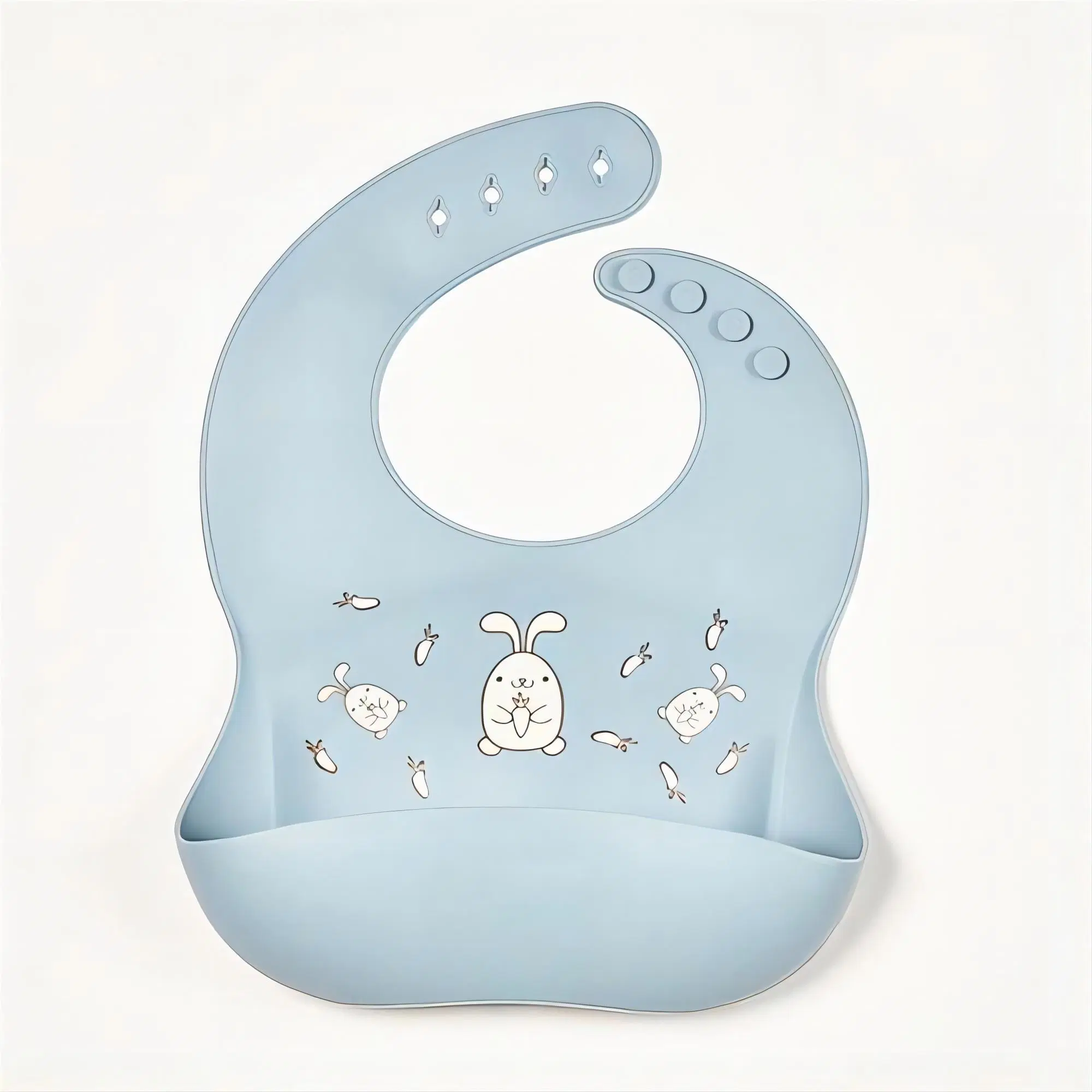 Customized Printed Soft Silicone Baby Bib BPA Free Easily Wipe Clean Waterproof Bibs with Deep Catcher