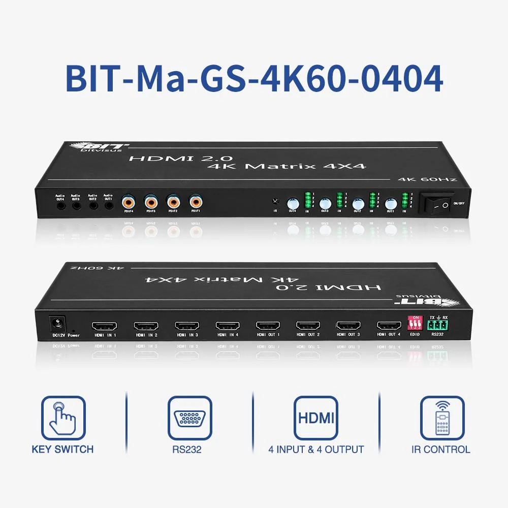 Top Quality Support 4 Channels HDMI Video Audio Switcher All-Digital 4K Matrix Switcher