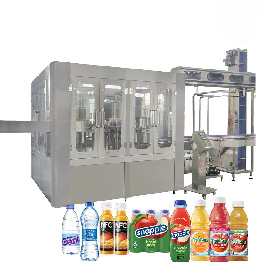 Agua mineral automática mascota botella de vidrio Embotador de Embotadura Mango Naranja Máquina de producción de envasado de zumo/bebidas carbonatadas/líquido