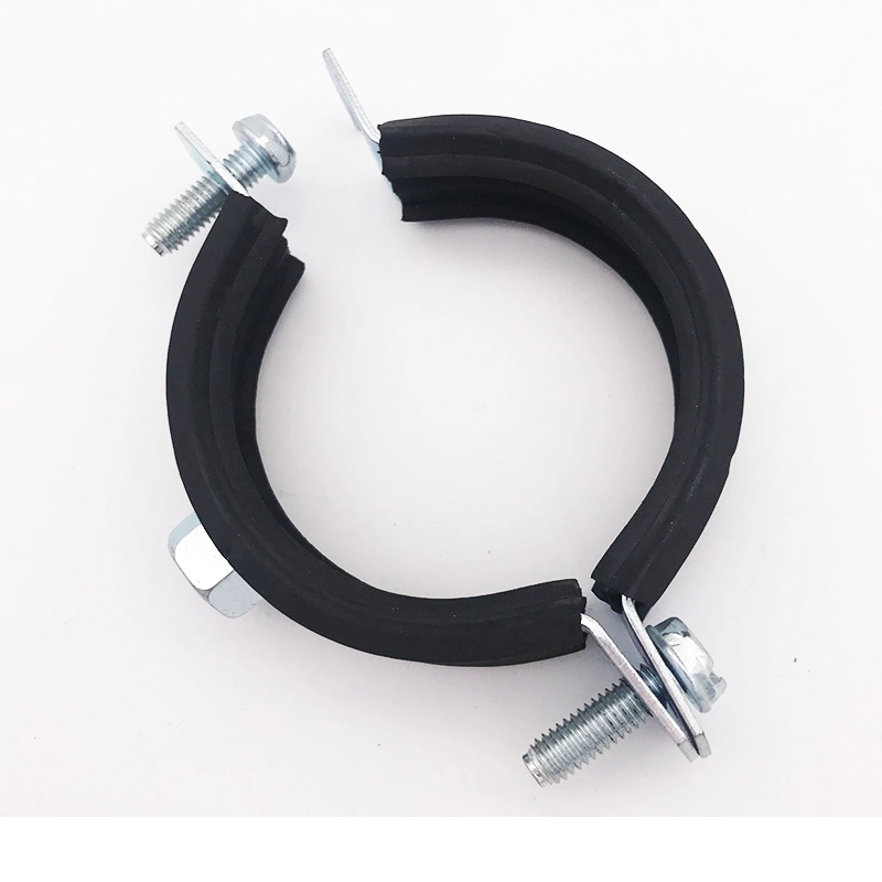 2023 Factory Carbon Steel M8 Pipe Clamp Manufacturers EPDM Rubber Hanger Bolt Tube Clamps One Set