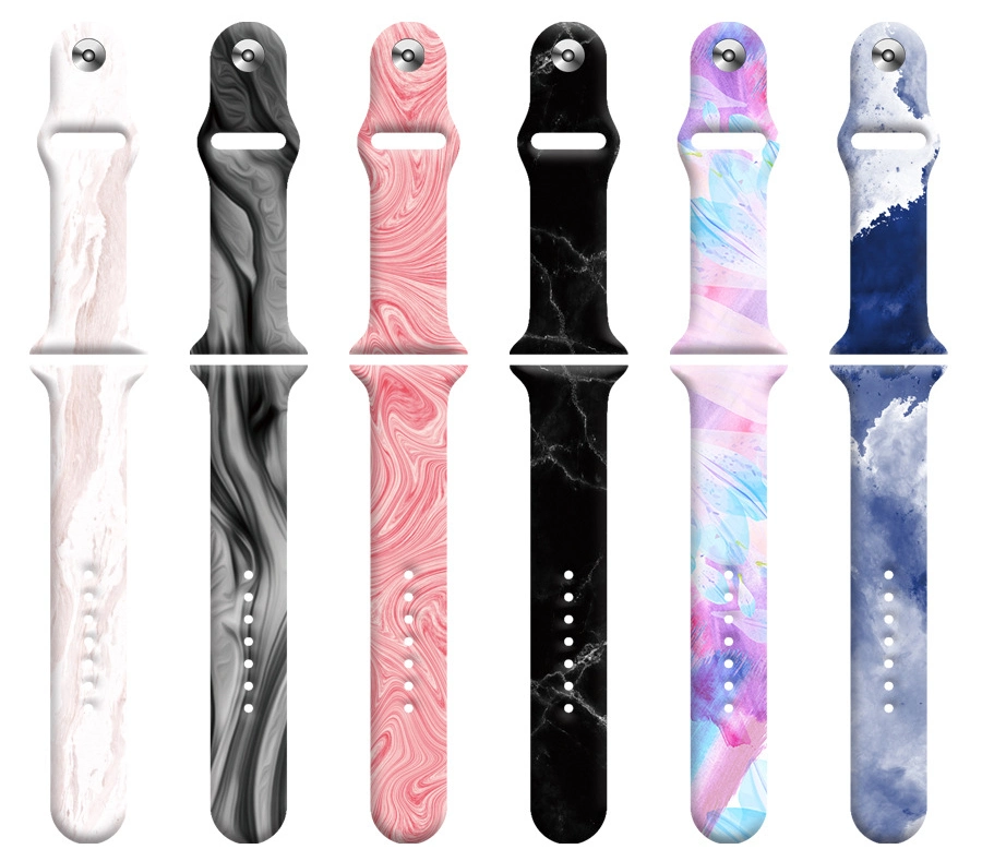 New Tide Printing Sports Rubber Silicon Watch Band for Apple Series