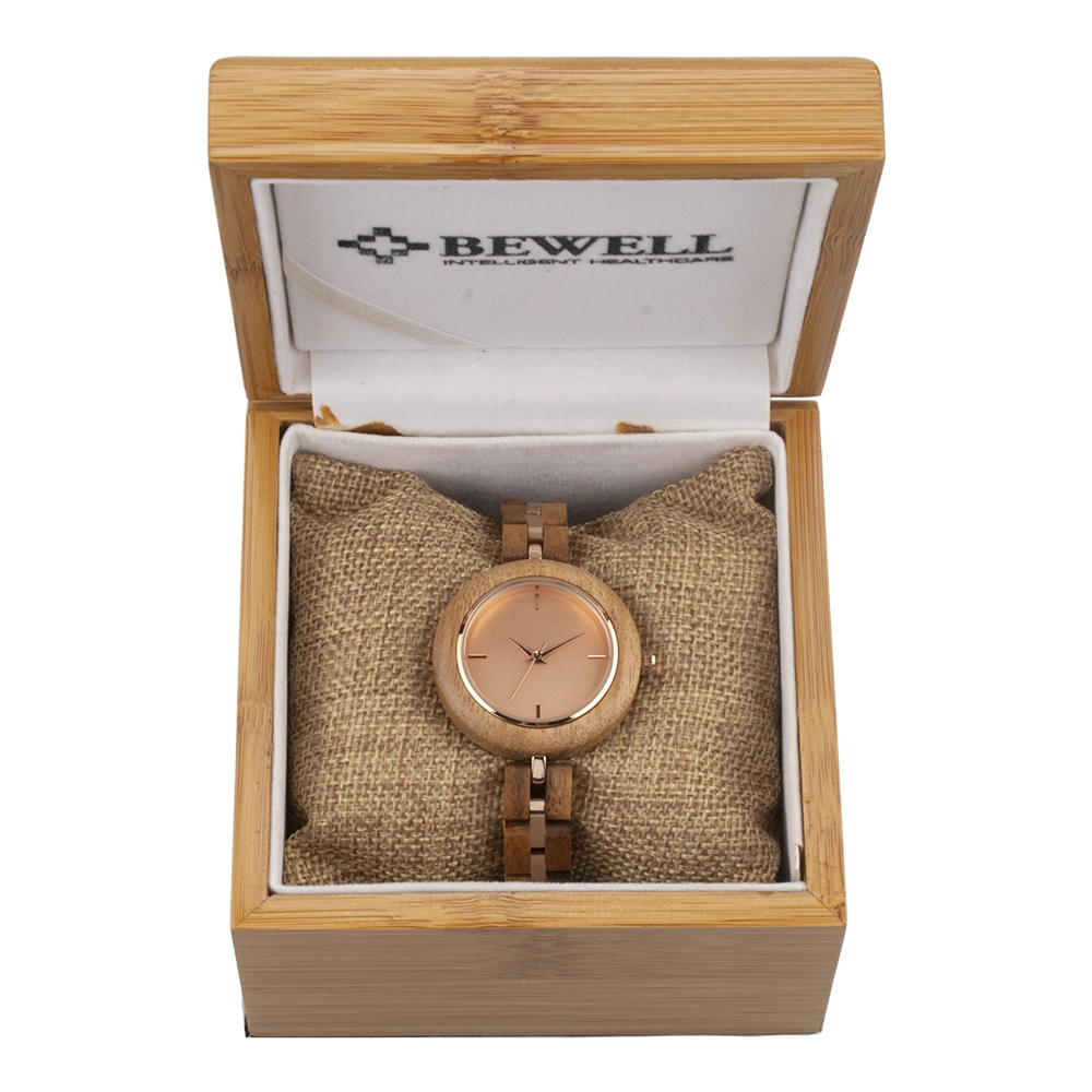 Logotipo personalizado Relojes de madera de madera de señoras la moda con el Metal ver