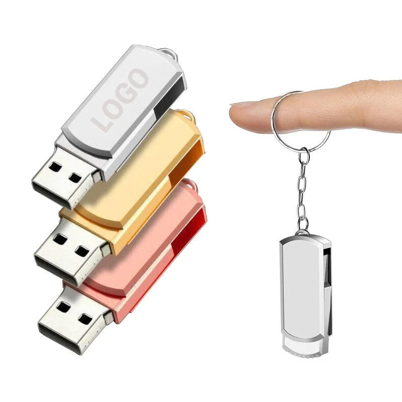 Водонепроницаемый металлический серебристый USB-накопитель Pen Drive 64 ГБ 32 ГБ 128 ГБ, Pendrive128 ГБ, с кольцом для ключей, диск U USB 2.0