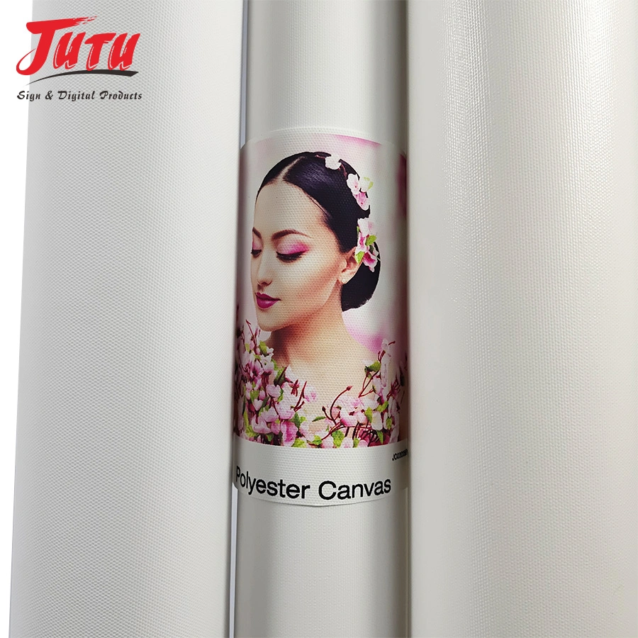 Jutu Inkjet Painting White Substrate for Solvent Printing Eco-Solvent Waterproof Semi-Glossy Polyester Canvas