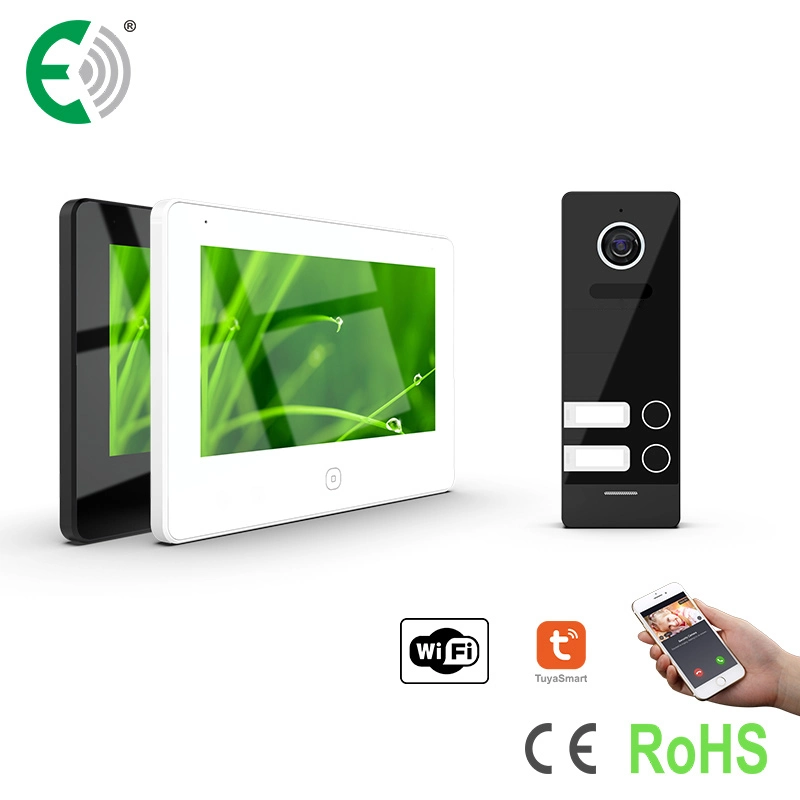 4-Wire HD WiFi Small Apartment Video Doorphone Kit with 7" Monitor for 2 Family