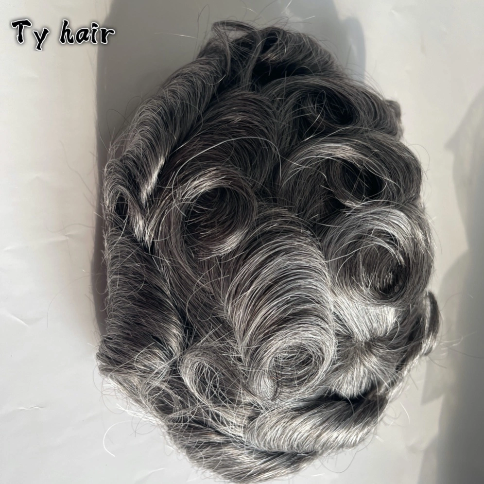 a Wig Suitable for The Elderly Grey Hair Unit Replacement Toupees Human Hair Mixed Synthetic