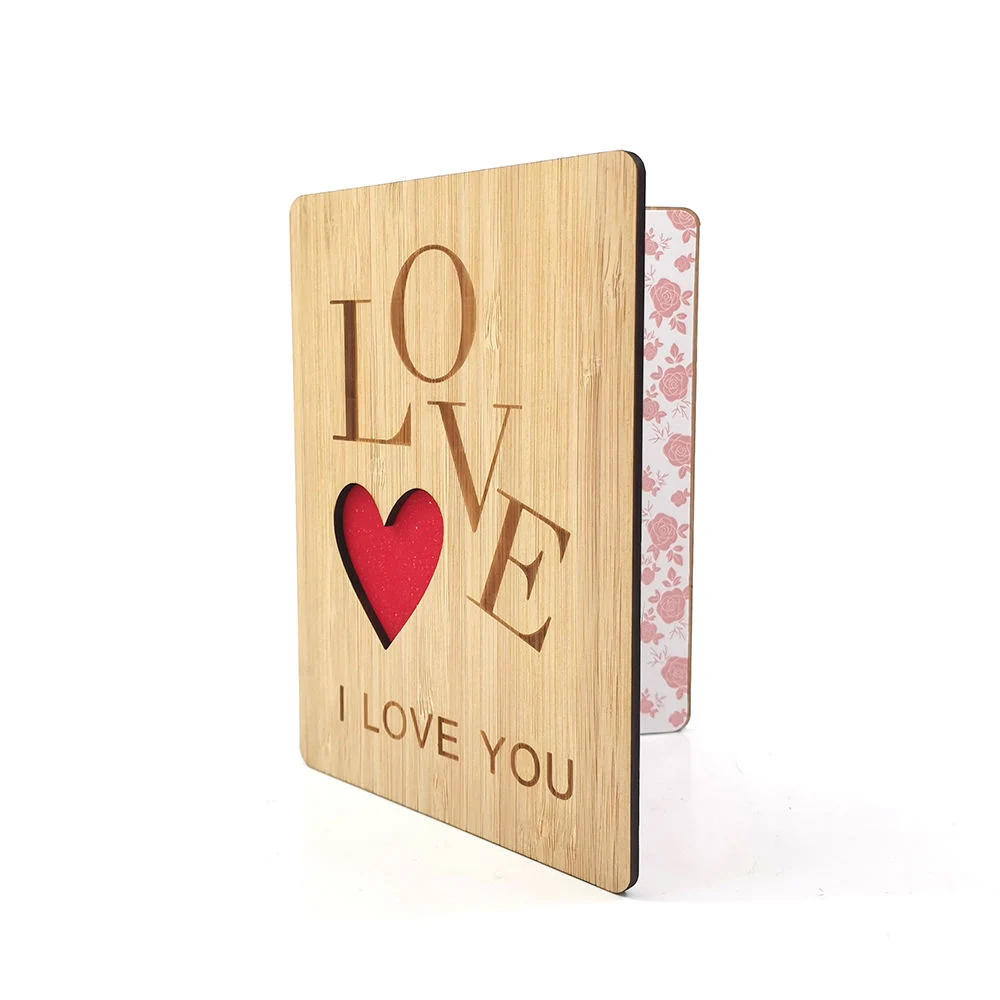 Personalized Bamboo Greeting Card on Valentines Day and Birthday Gift
