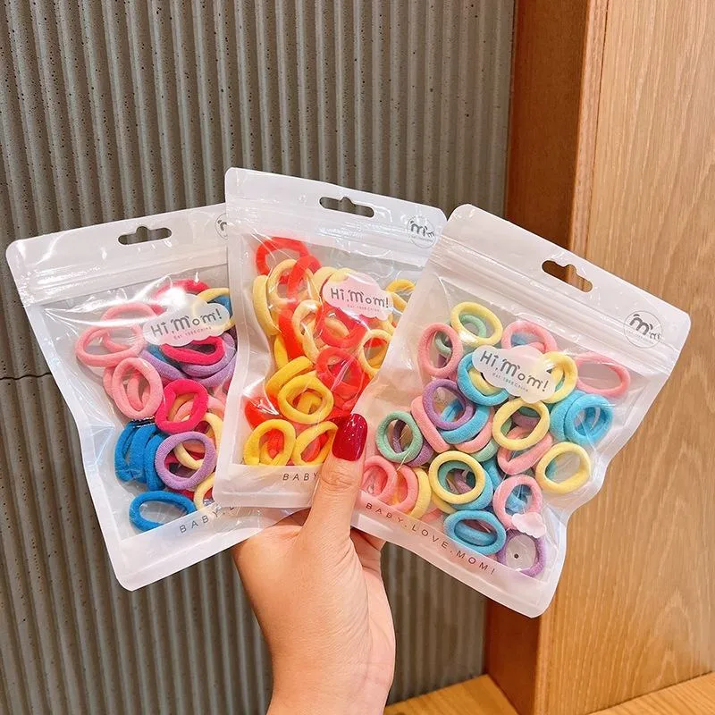 50 PCS/Oppbag Elastic Hair Bands Color Rubber Hair Ties for Kids